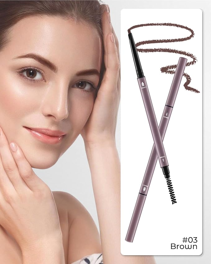 6Pcs Microblading Eyebrow Pencils Brown Waterproof Eye Brow Pencil w/Eye Brow Razor & Scissors Kit 0.5mm Ultra-Fine Tip Creates Hair-Like Strokes for Women Effortless Natural Brows