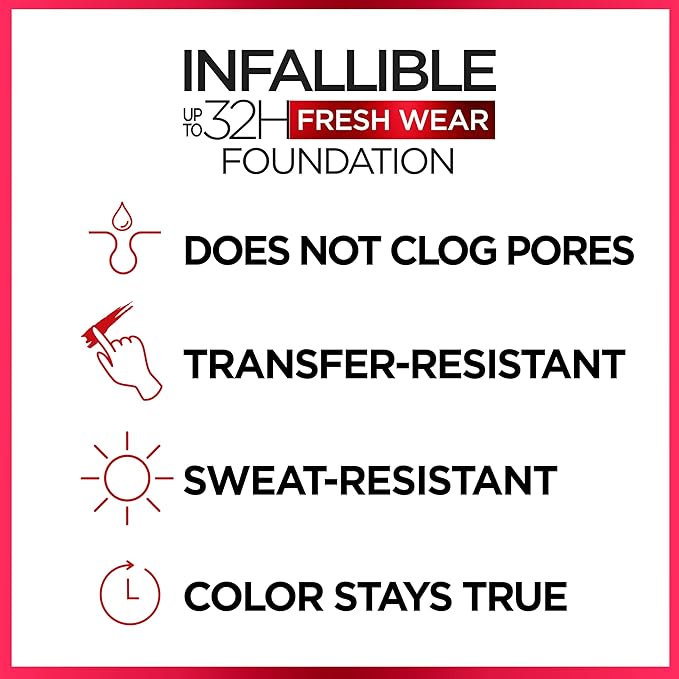 L'Oreal Paris Makeup Infallible Up to 32 Hour Fresh Wear Lightweight Foundation, 412 Warm Ivory, 1 Fl Oz, Packaging May Vary