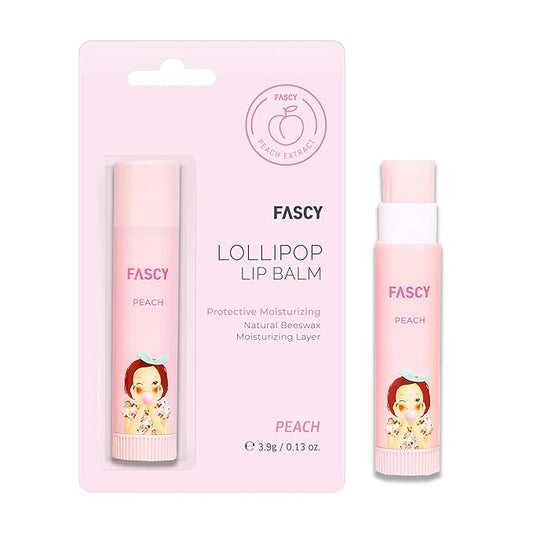 FASCY Lollipop Lip Balm Peach, Lip Balms & Moisturizers, Korean Lip Balm, Korean Lip, Korean Lip Products, Paraben Free, Moisturizing, 0.13 Oz, (Peach)
