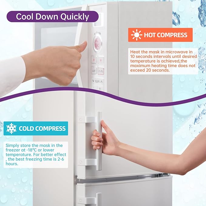 Ice Face Mask Reusable and Cold Gel Eye Mask for Puffiness/Dark Circles/Eye Bags/Dry Eyes/Headaches/Migraines/Stress Relief, Ice Pack for Eyes & Face (Purple)