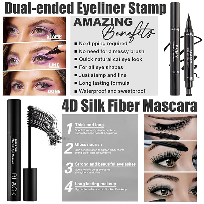 All in One Makeup Kit,Includes Naked Eyeshadow Palette,Liquid Foundation,Lipstick Set,Mascara,Makeup Brush,Makeup Sponge,Eyebrow Powder,Eyebrow Soap,Eyeliner Stamp, Primer,Contour Stick,Cosmetic Bag