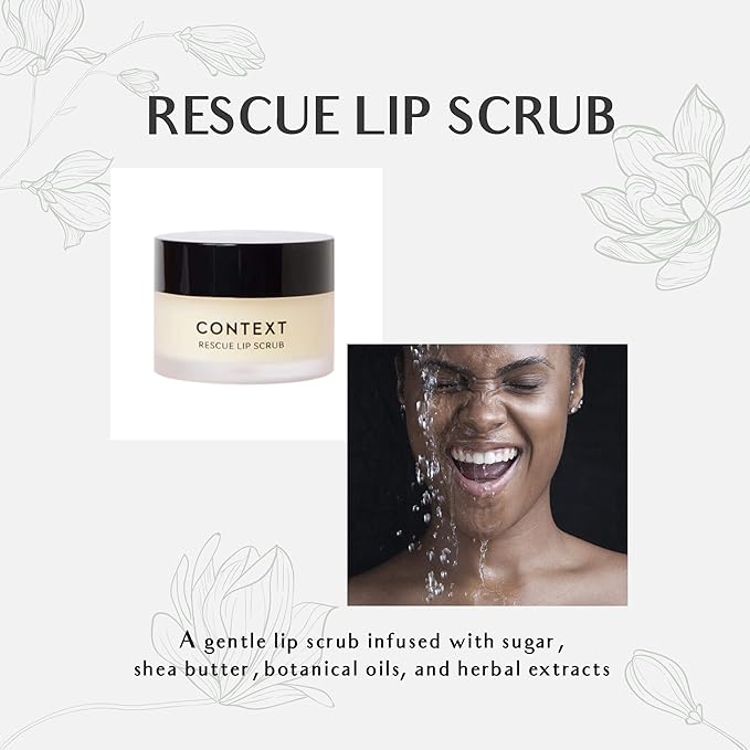 Context Skin Rescue Lip Scrub - sugar lip scrubs for nourishing essential lip care, Lip repair for soft lips, organic lip scrub, essential oils, ultra hydrating, lip moisturizer for very dry lips