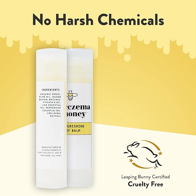 ECZEMA HONEY Nourishing Lip Balm - Organic Chapstick for Sensitive Skin - Daily Lip Moisturizer for Very Dry Lips - Mango Butter & Honey Lip Balm - Natural Lip Care Products (1 Ct)