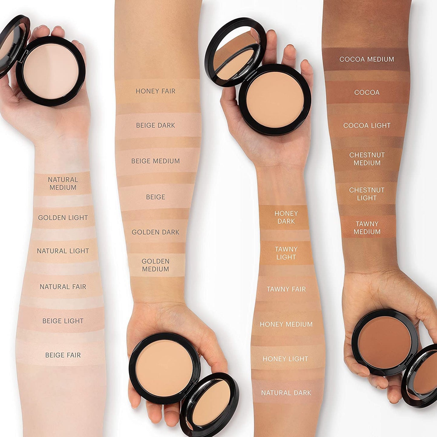 Glo Skin Beauty Pressed Base Powder Foundation Makeup (Beige Dark) - Flawless Coverage for a Radiant Natural, Second-Skin Finish