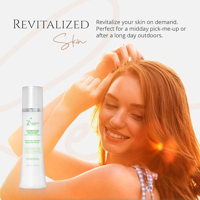 Hydrating Serum Mist (6.26 + 1.35) FL OZ - (Comes with Refill) - Improves Tone & Texture – Calms, hydrates, refreshes Sensitive Skin - Hyaluronic Acid Serum, E Vitamins - Anti-Wrinkle