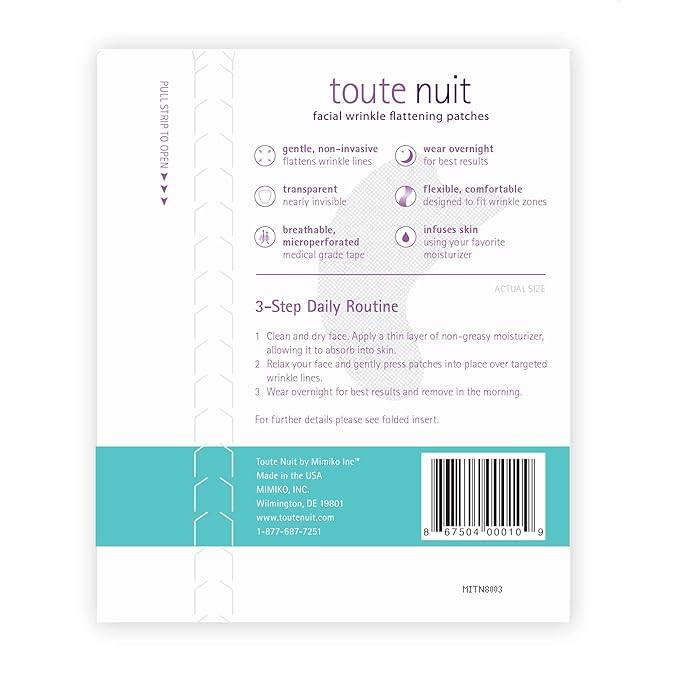 Toute Nuit Wrinkle Patches – Dolphin – Face Tape for Around the Mouth – Hypoallergenic Anti Wrinkle Patches – 20 Count, Made in USA