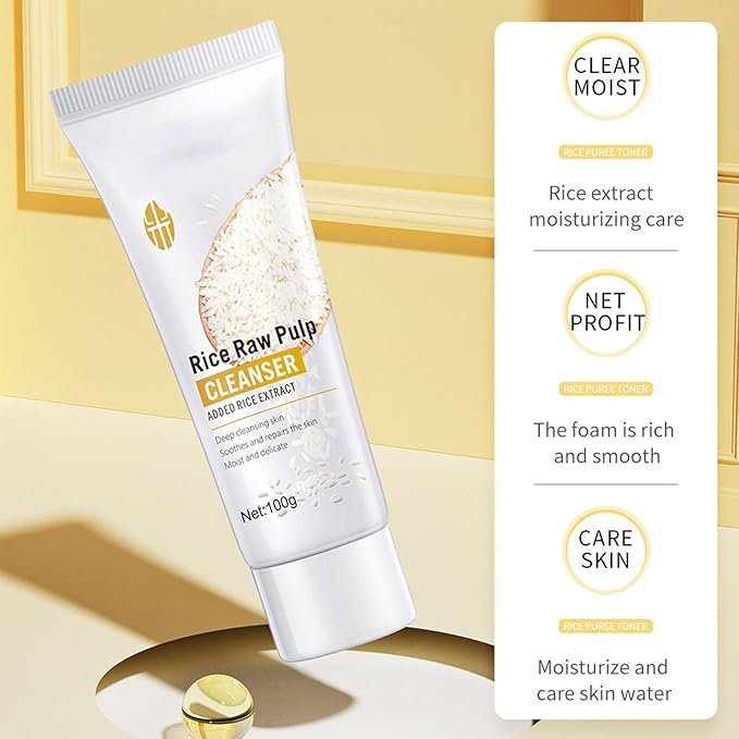 Rice Skin Care Sets, 5Pcs Face Care Set for Women, Moisturize Skin, Smooth Wrinkles & Fine Lines, Improve Skin, Hydrating Skin Care Routine Set with Rice Extract Face Serum, Mask, Cleanser, Eye Cream