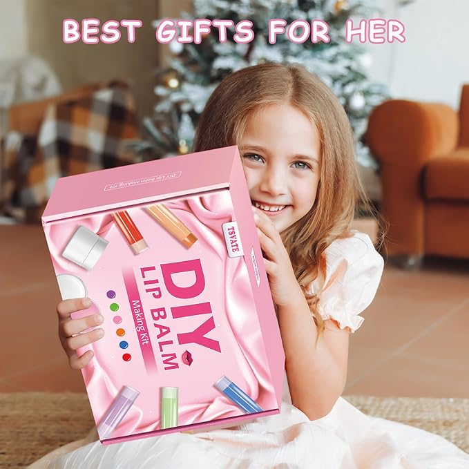 TSVATE DIY Lip Balm Kit, 47Pcs Lip Balm Making Kit for Kids, Make Your Own Lip Balm, DIY Lip Care Kit by Multi-flavor and Multicolored, DIY Makeup Set for Birthday Gift