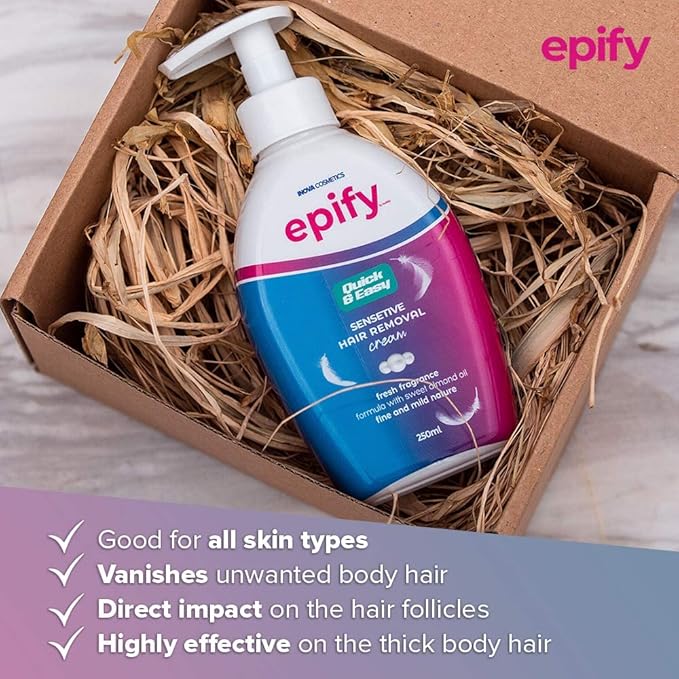 Epify Intimate Hair Removal Cream for Men and Women - Pubic, Bikini Line, Sensitive Areas - 8.45 Fl Oz
