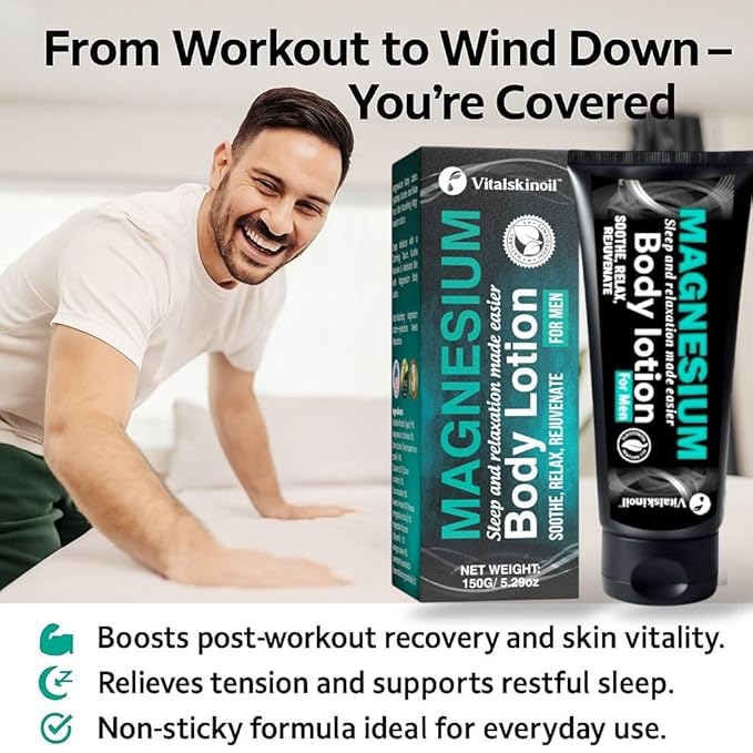 Magnesium Glycinate Body Lotion, Body Butter Cream for Men. Cologne Scented, 5.29 oz, Sleep Easy Formula