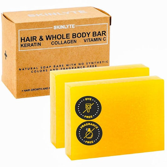 Natural Hair & Whole Body Bar Soap -Hair & Skin Treatment- Keratin & Collagen Peptides | Hair: Promotes Growth, Repair, Strength, Volume | Skin: Anti-Aging, Firm, Elasticity w/Organic Sulfur