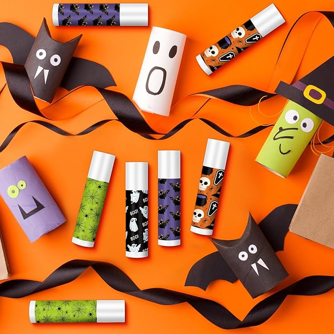 40 Pcs Halloween Lip Balm Ghost Spiderweb Skull Bat Lip Moisturizers for Halloween, 4 Styles