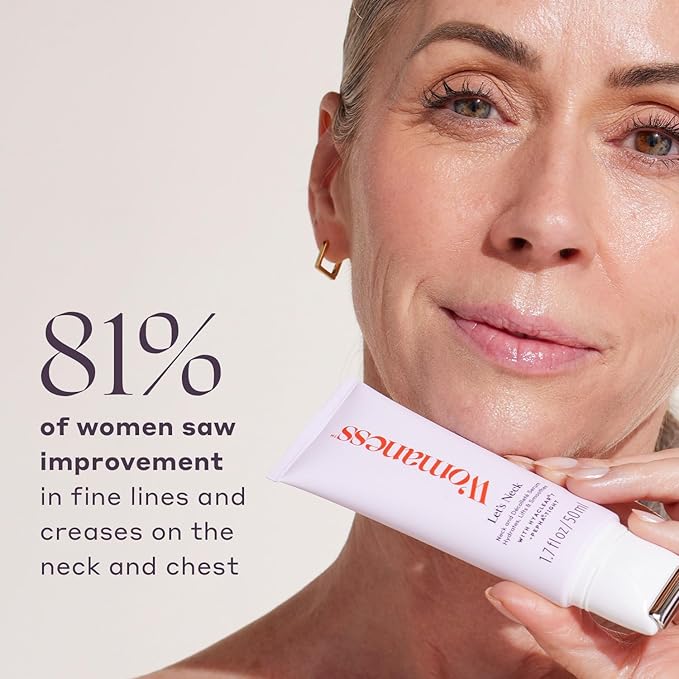 Womaness Let's Neck Firming Serum - Hydrates, Lifts, and Smoothes with Cooling & Massaging Roller Applicator - Cream for Women to Smooth Wrinkles & Tightening Sagging Skin - 50ml Roller
