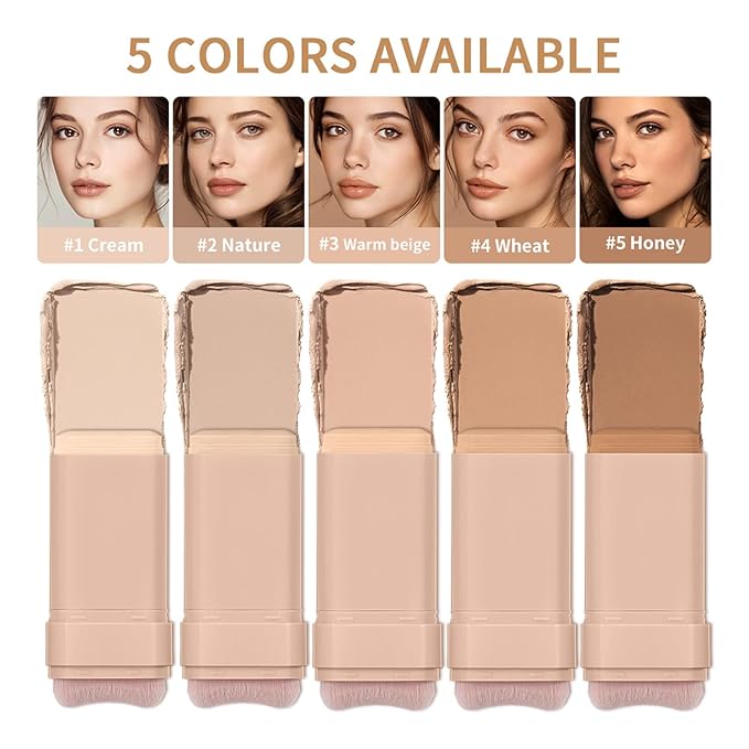 Beauty Balm Serum Boosted Skin Tint, Dual-Ended Eraser Foundation Stick with Brush, Full Coverage Cream Korean Makeup, Long-Lasting Stick for Smooth, Flawless Finish (#1 Cream)