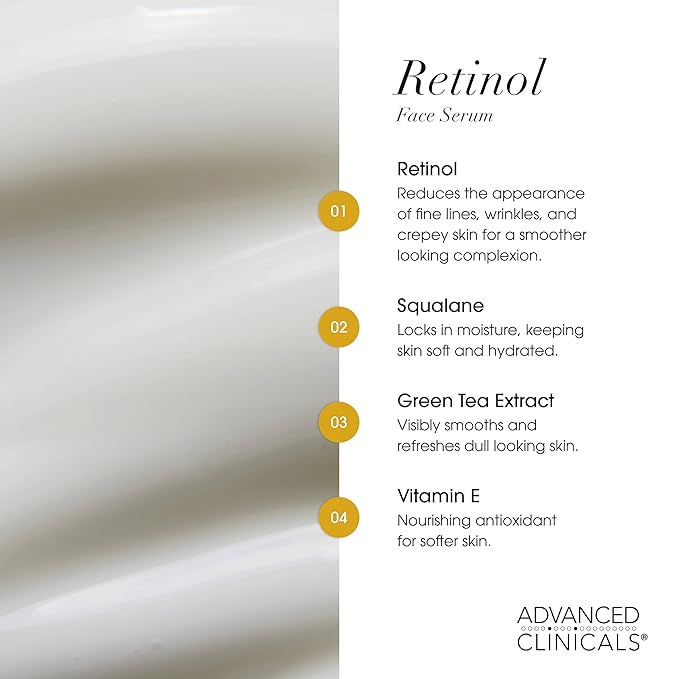 Advanced Clinicals Retinol Body Lotion + Retinol Serum 2PC Skincare Set For Women & Men Helps Diminish Appearance Of Crepey Skin | Face Serum & Body Cream Visibly Improves Look Of Wrinkles & Sagging