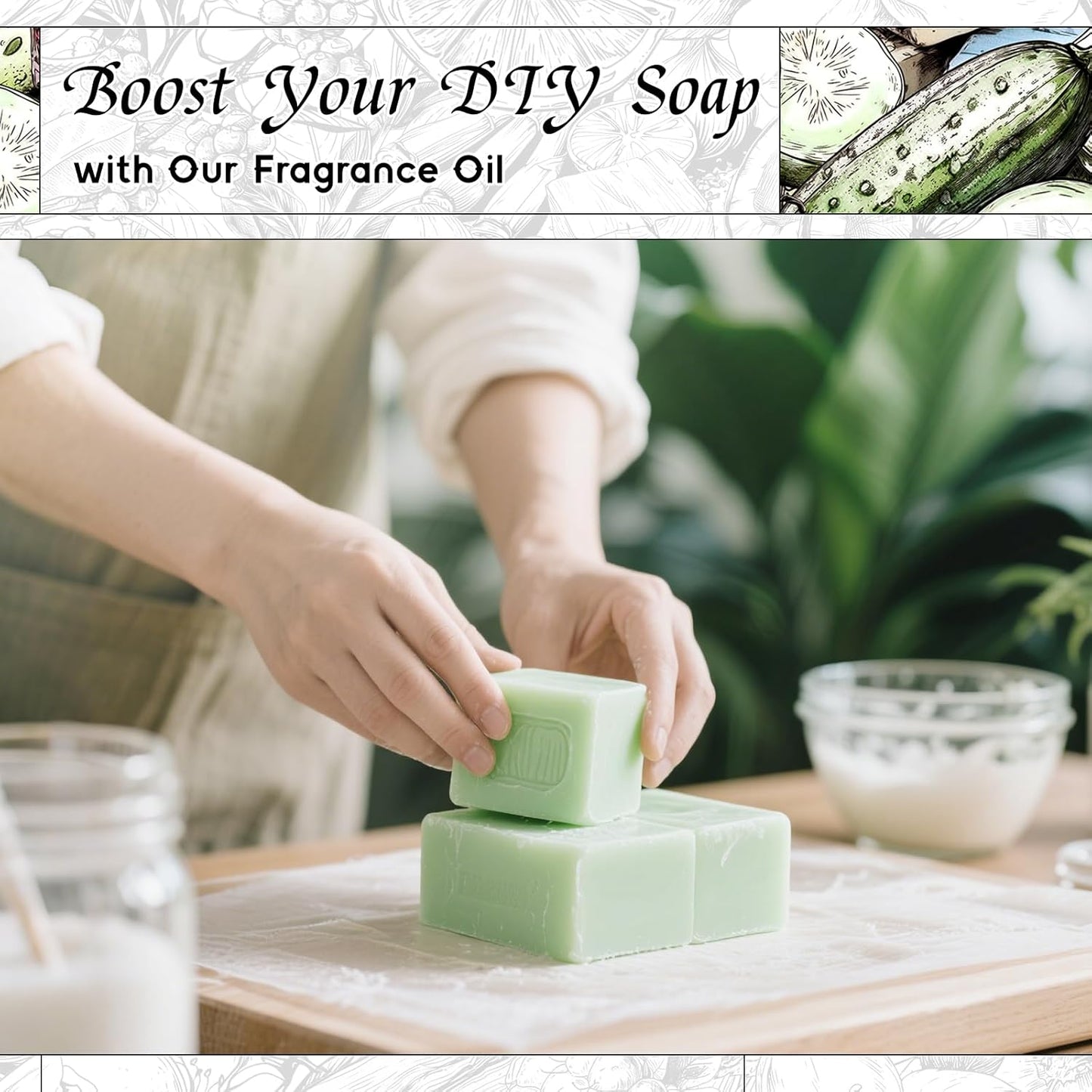 HIQILI Cucumber Fragrance Oil for Diffuser Use, Fresh Scents for DIY Soap, Body Spray, Candle Supplies for Candle Making - 5.07 Fl Oz