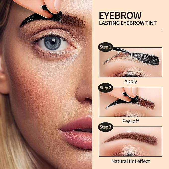 Tattoo Eyebrow Gel Easy Peel Off, Peel Off Eyebrow Tint, Easy Peel off Eyebrow Gel, Peel Off Eyebrow Tint, Waterproof & Sweatproof for All Skin Types (#2 Medium Brown + #3 Dark Brown)
