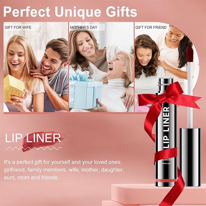 OETUIOW Lip Stain, Lip Liner, Waterproof Moisturizing Long-Lasting, Non-Stick Cup for Women All Skin Types, Cocoa Color