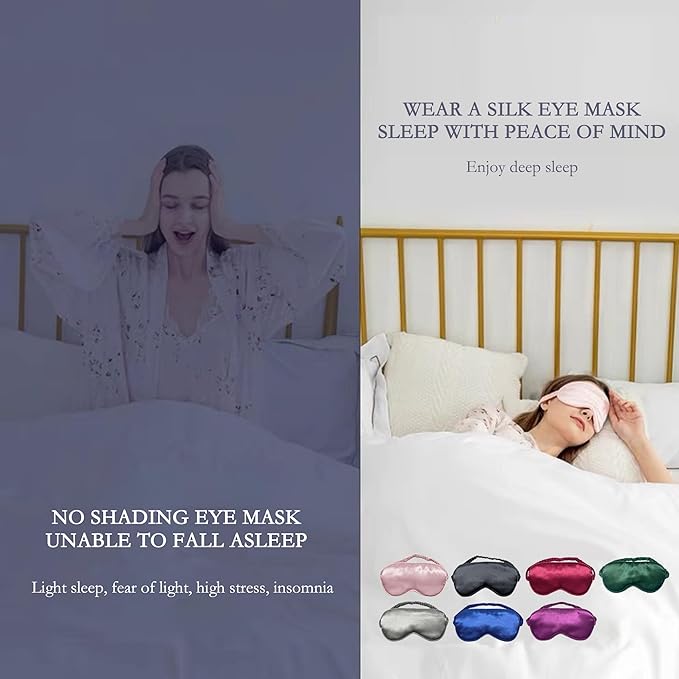 Silk Eye mask for Sleeping Light Blocking for Bedroom, Plane Travel Satin Sleep mask Women Mens,Blackout to Help You deep Sleep (Green)