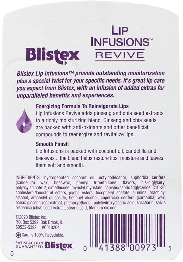 Blistex Lip Infusions Revive Lip Moisturizer 0.13 Ounce (6 Pack)