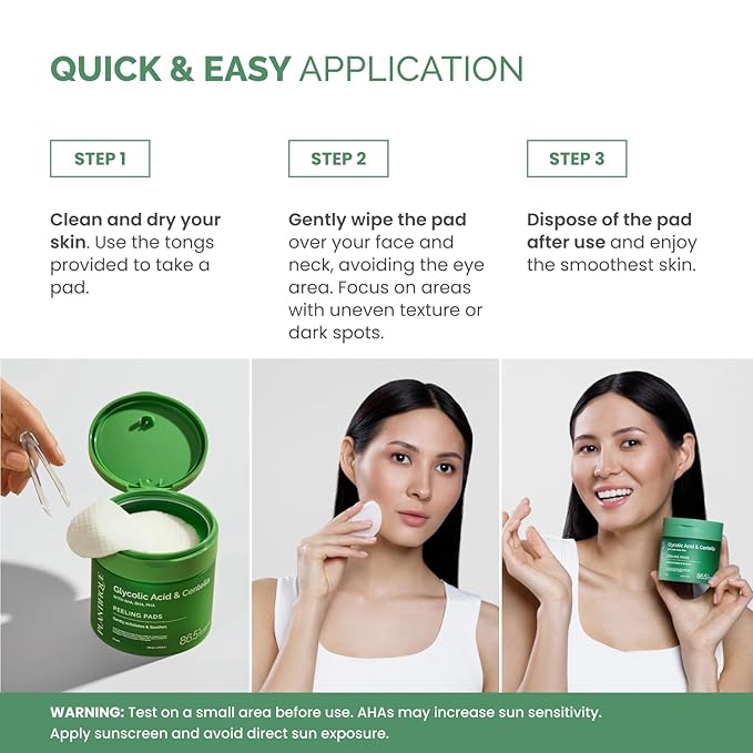 PLANTIFIQUE Korean Glycolic Acid Toner Pads 60 Pcs with Niacinamide, CICA - AHA BHA PHA Face Daily Peel Exfoliating Pads Formula for Gentle Skin Renewal for All Skin Types - Refillable Container