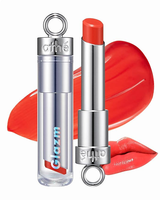 ATHE Glazm Lipbalm Stick - Vegan Glow Korean Lip Balm - Plumping, Volumizing & Highly Pigmented Lipstick - Soft Melting, Buildable Formula - Plant-Derived, Cruelty-Free, 0.12oz. (02 Iconic)