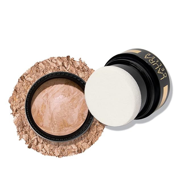 LAURA GELLER NEW YORK Award-Winning Baked Balance-n-Brighten To Go Color Correcting Powder Foundation - Fair - Buildable Light to Medium Coverage - Demi-Matte Natural Finish