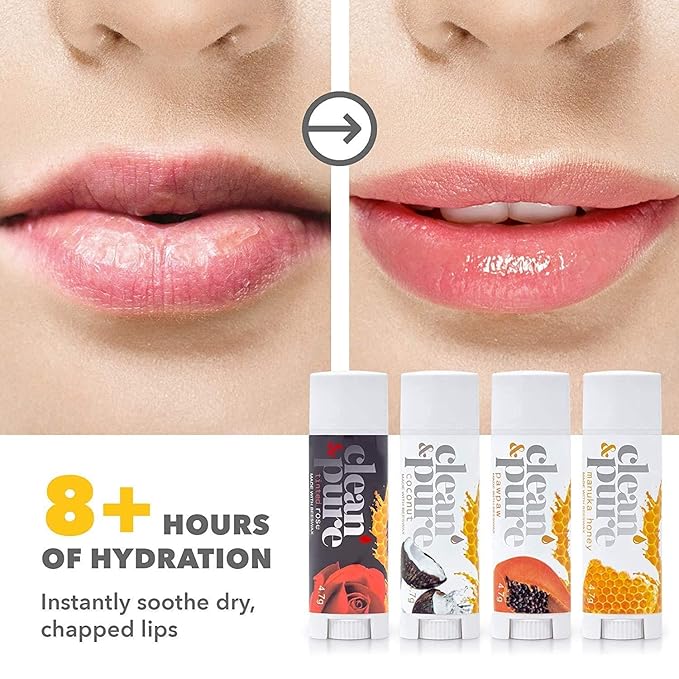 Lip Balm 2-Pack (Tinted Rose) | Manuka Honey Beauty Products | Lip Care Set With 100% All Natural Beeswax and Vitamin E Oil | Flavored Lip Balm for Dry, Chapped Lips