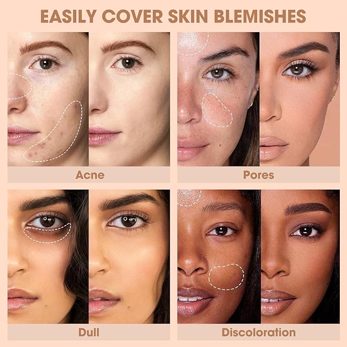 Cream Concealer Full Coverage Makeup, Matte Color Correcting Concealer with Brush, Waterproof, Conceals Blemish, Pores and Spots, Under Eye Makeup Concealer for Dark Circles (#07 DEEP)