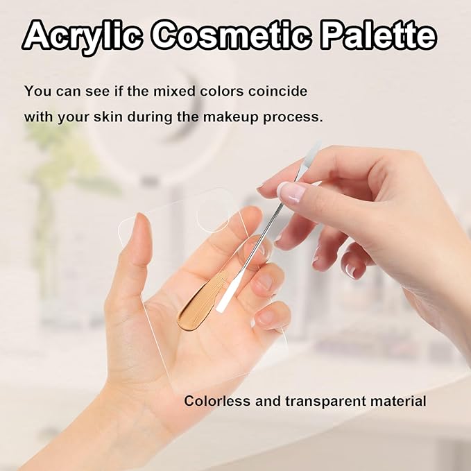 5pcs Makeup Spatula Korean Set,Including Foundation Spatula Makeup Korean Stainless Steel Makeup Palette Acrylic Cosmetic Palette,Makeup Mixing Palettes Cosmetic Spatula Tool (Transparent+metal)