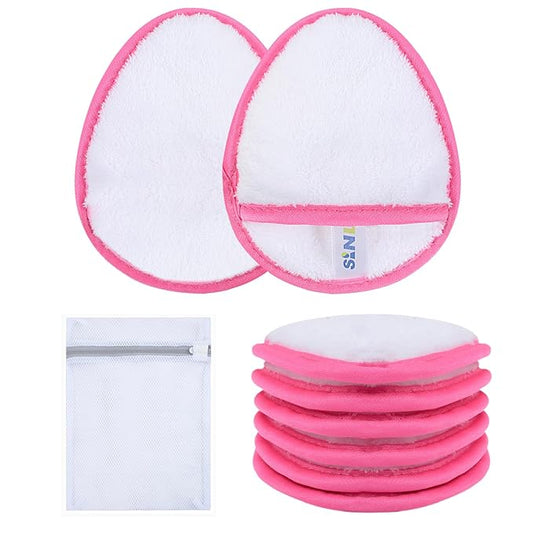 SINLAND Reusable Makeup Remover Pads For Face,Eye,Lips Microfiber Gentle Facial Cleansing Cloths for All Skin Types Friendly for Makeup Remover With Laundry Bag 5.1inchx3.93inch White Pack of 6