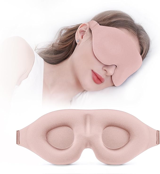 YIVIEW Sleep Mask for Side Sleeper, Complete Light Blocking 3D Pink Sleeping Eye Mask, Soft Breathable Eye Cover for Women Men, Relaxing Zero Pressure Night Blindfold