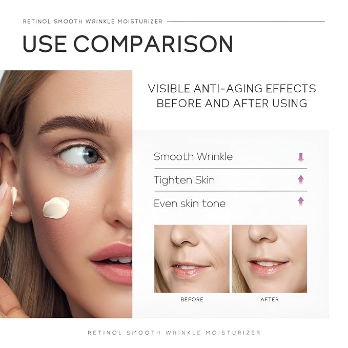 Retinol Cream for Face, Anti Aging Face Moisturizer with Hyaluronic Acid, Rapid Wrinkle Repair, Day & Night Cream Serum for Women, Reduce Fine Lines, Wrinkles & Dark Spots 1.06oz, 2Pack