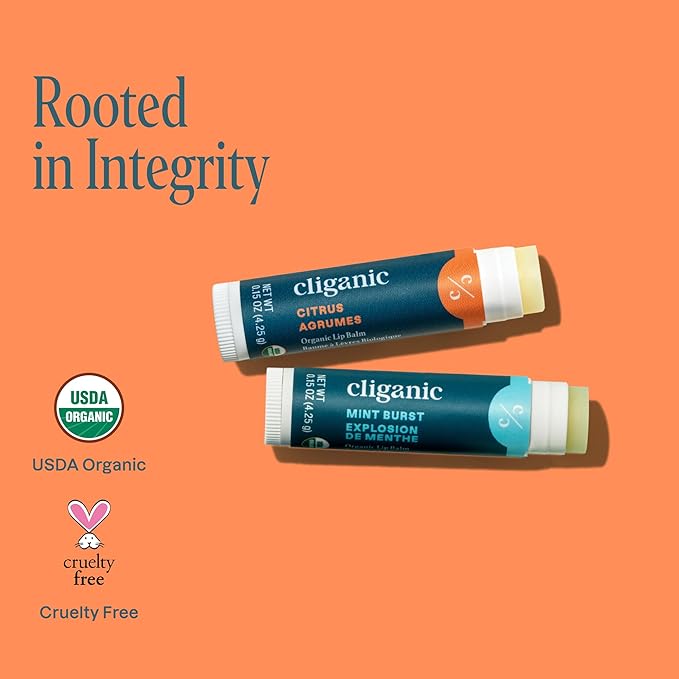 Cliganic Organic Lip Balm 2 pack - Cooling Citrus