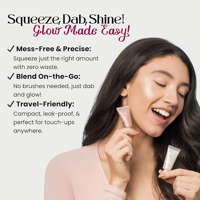 M2U NYC Liquid Highlighter Makeup – Lightweight Luminizer for Natural Radiant Glow with Shimmer – Ultra Smooth Hydrating Illuminator, Face, Cheekbone & Body Glow Enhancer Pink Pearl (Futurity)