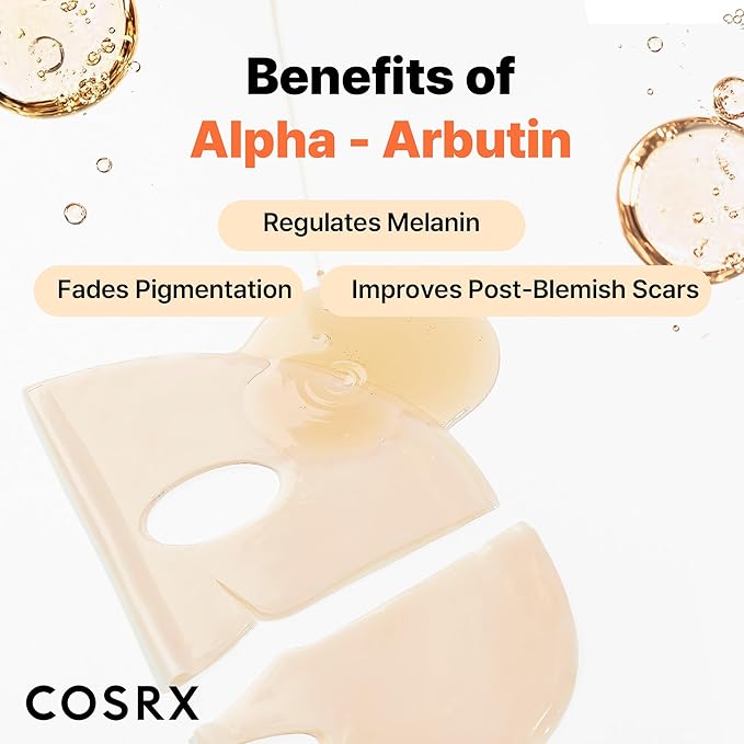 COSRX The Alpha-Arbutin Discoloration Care Hydrogel Face Masks Skincare 3 EA, Collagen Face Mask, Travel Essentials, Overnight Face Mask, Korean SkinCare