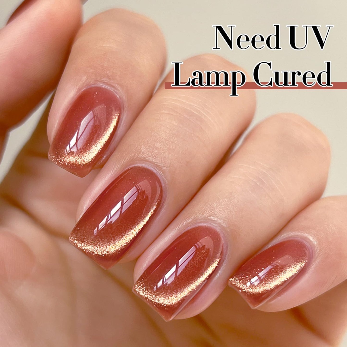 Double Rhythm 15ML Ice Glass Cat Eye Gel Polish with Magnet Holographic Glitter Shimmer Translucent Sheer Color Salon Soak Off Magnetic Nail at Home (Brown Tan-MC1125)