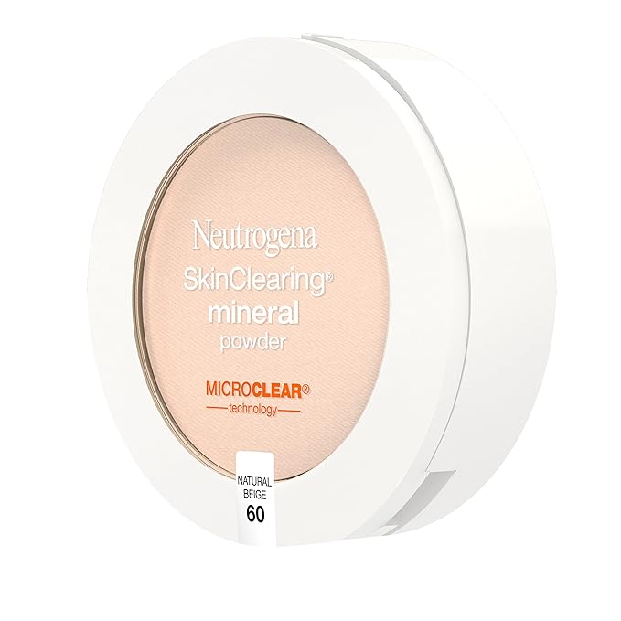 Neutrogena SkinClearing Mineral Acne-Concealing Pressed Powder Compact, Shine-Free & Oil-Absorbing Makeup with Salicylic Acid to Cover, Treat & Prevent Breakouts, Natural Beige 60,.38 oz (Pack of 2)