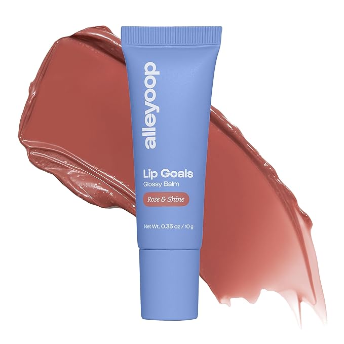 Alleyoop Glossy Lip Balm - Lip Goals, Rose & Shine (Sheer Dusty Rose) - Hydrating & Moisturizing Lip Care for Cracked Lips - Natural Plumping Lip Moisturizer That Smooths, Soothes, & Protects - Vegan