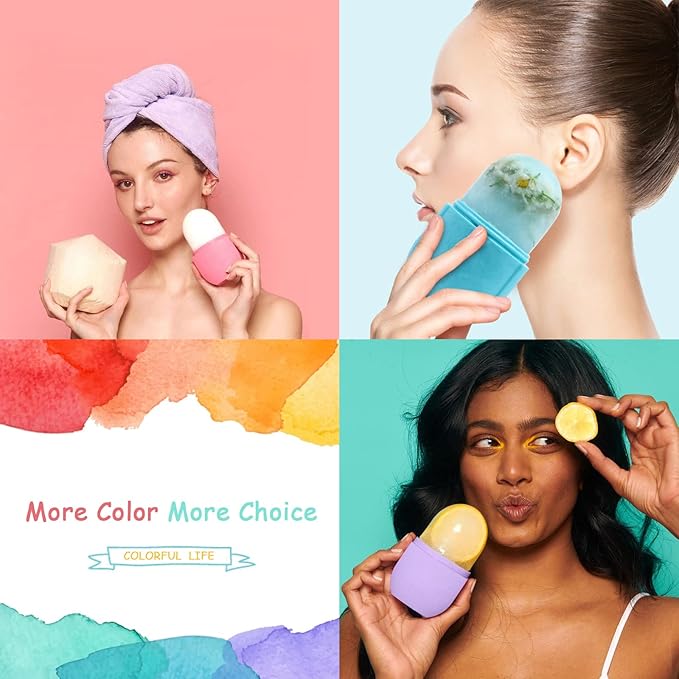 Ice Roller for Face and Eye, Ice face roller,Gua Sha Facial Tools, Facial ice roller, Skin Care Tools,Ice mold for face…(Pink-face)