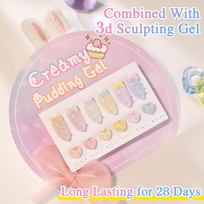 Double Rhythm 0.50 OZ Translucent Gel Polish Same Color Same Bottle Sheer Pastel Neutral Natural Milky 15 ML Jelly UV Nail Art DIY at Home (Pink-A1623)