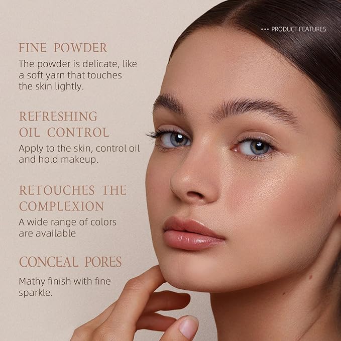 Loose Setting Powder Translucent, Face Matte Finishing Powder Brightener Makeup, Waterproof High-Definition Traceless Long-Lasting Oil Control, polvo traslucido maquillaje para mujer, 04