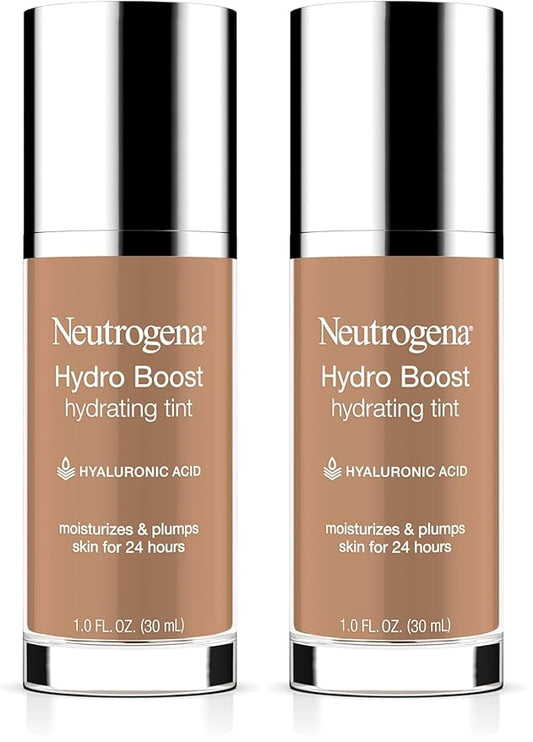 Neutrogena Hydro Boost Hydrating Tint with Hyaluronic Acid, Lightweight Water Gel Formula, Moisturizing, Oil-Free & Non-Comedogenic Liquid Foundation Makeup, 115 Cocoa Color 1.0 fl. oz (Pack of 2)