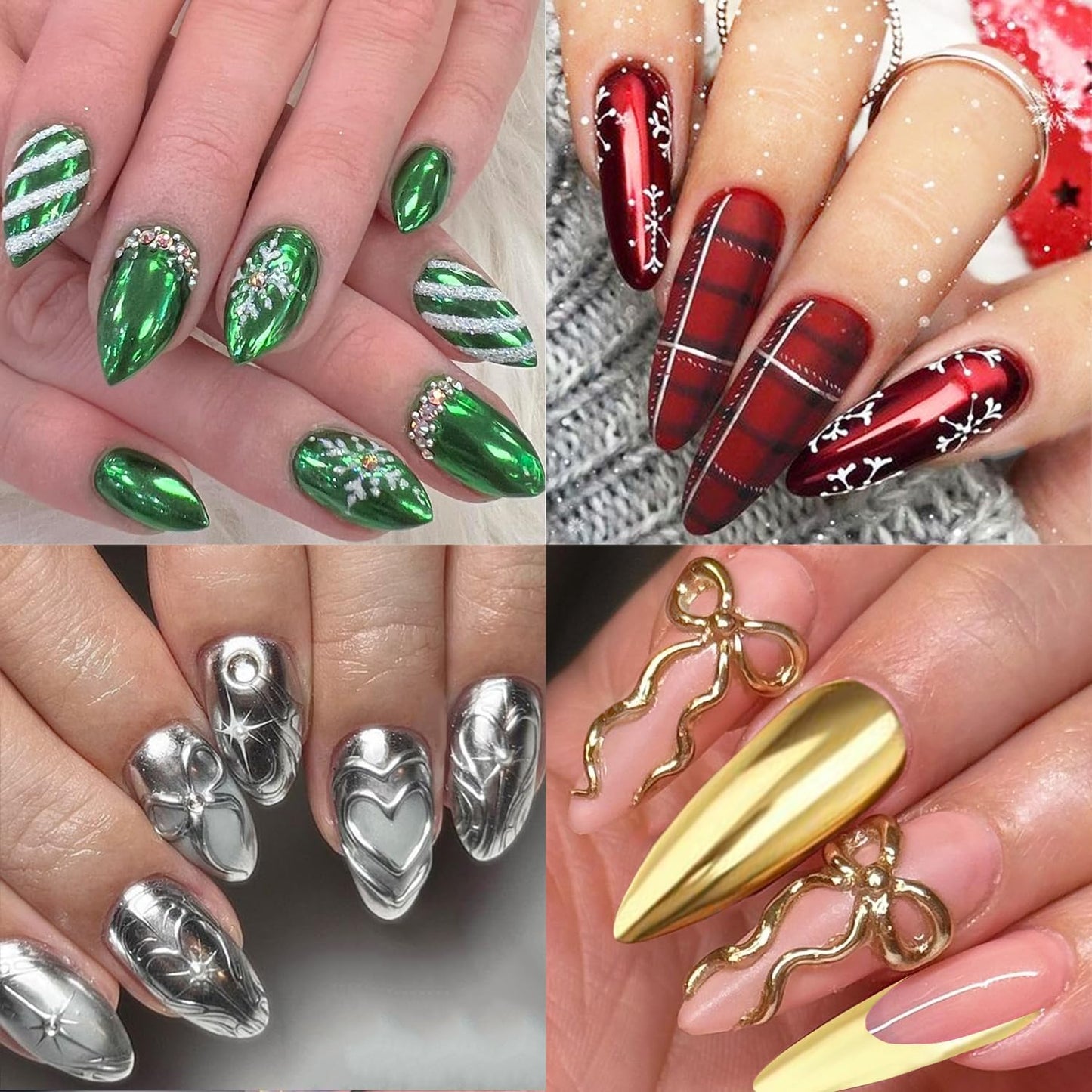 Chrome Nail Powder Set 24 Colors, Mirror Effect Gold Silver Chrome Glitter Powder White Pearl Chrome Powder Iridescent Pigment for Nails Opal Flakes Gold Leaf for Nail Art Decoration