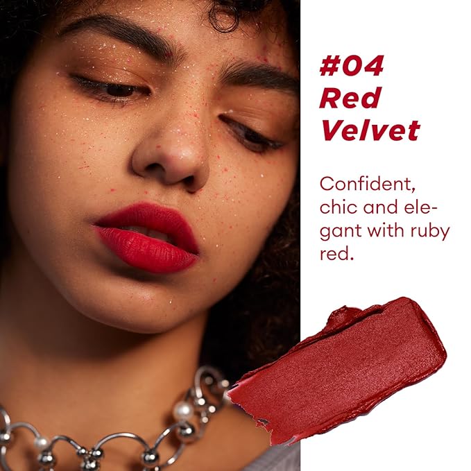 ITY Velvet Matte Finish Lip Stain-Mousse Textured Pudding Pot Lip Clay, Red Shade, Dual-Use as Lipstick and Blush, Conceals Lip Lines, Rich Pigment, 0.21 oz (6g) in Red Velvet