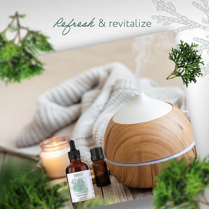 HBNO Cedarwood Essential Oil - Huge 4 oz (120ml) Value Size - Natural Cedarwood Oil - Perfect for Cleaning, Aromatherapy, DIY, Soap & Diffuser