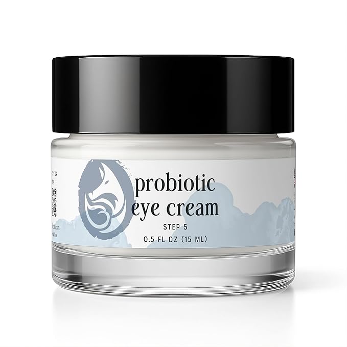Probiotic Eye Cream with Caffeine for Dark Circles, Puffiness & Wrinkles - Luxury 28-Botanical Formula with Ceramides - Targets Under Eye Bags, Fine Lines & Crow's Feet - USA Made 0.5oz