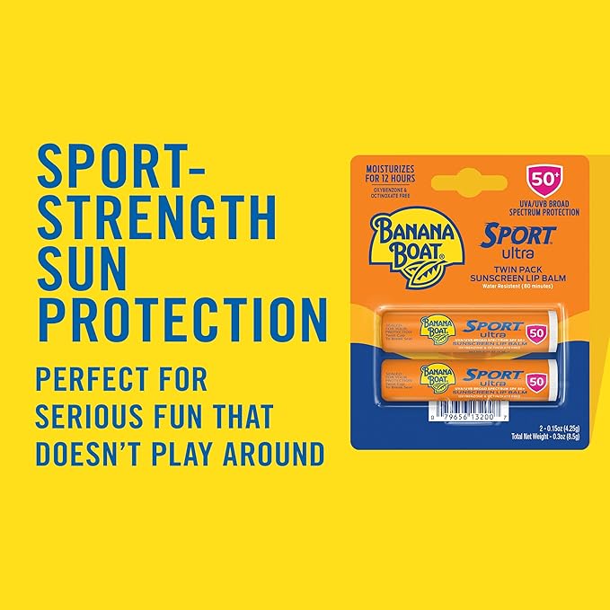 Banana Boat SPF#50+ Sport Ultra Lip Balm Twin Pack 0.15 Ounce