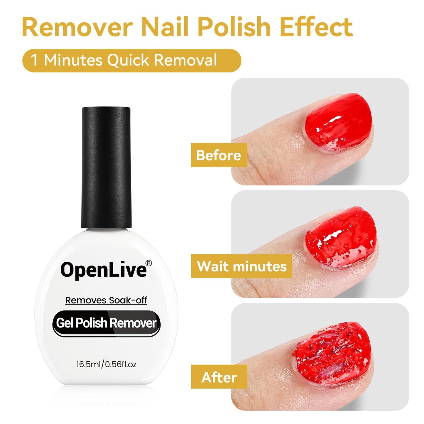 3PCS 16.5ml Quick Dry Base and Top Coat Nail Polish and Gel Remover Set, Base and Top Coat No U V Lamp Curing, Gel Polish Remover for Quick and Easy Removal At Home