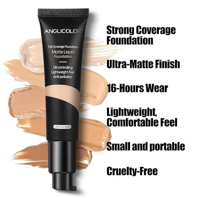 Matte Oil Control Concealer Foundation Flawless Soft Long Lasting Foundation Makeup,Waterproof Full Coverage Face Makeup Strong Concealer Foundation for Oily Acne Skin,1fl.oz (#105 Sand)
